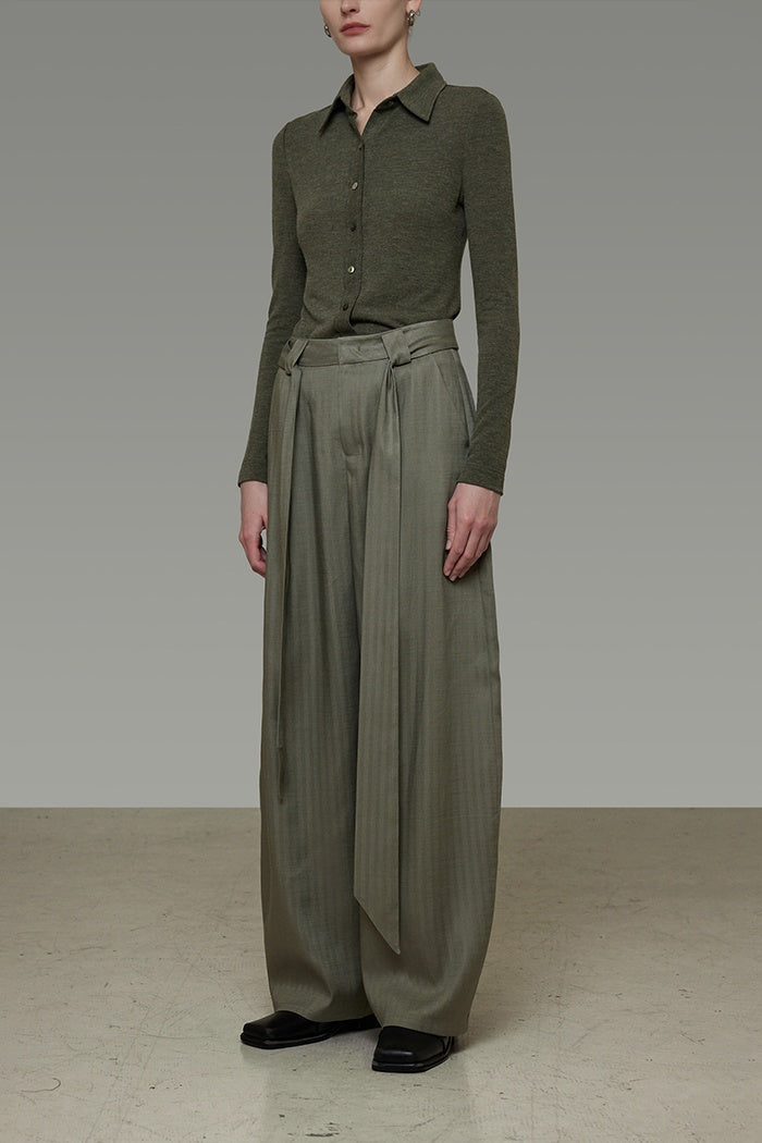 Streamline Drape Wide-Leg Trousers