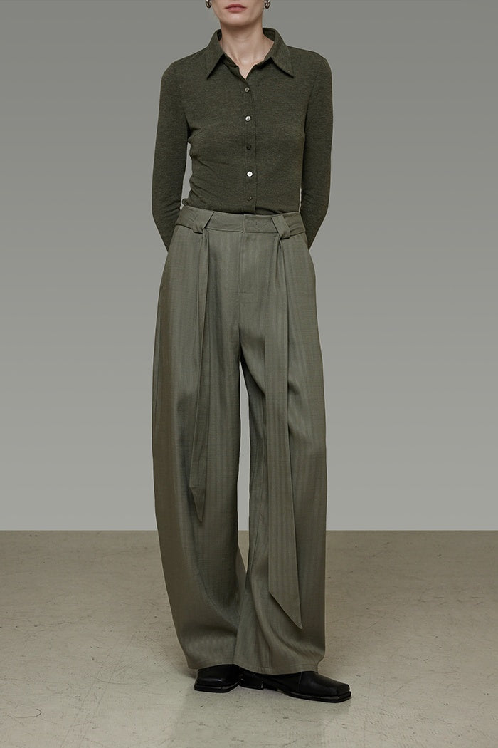 Streamline Drape Wide-Leg Trousers