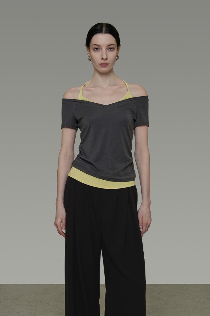 Effortless Contrast V-Neck Tee