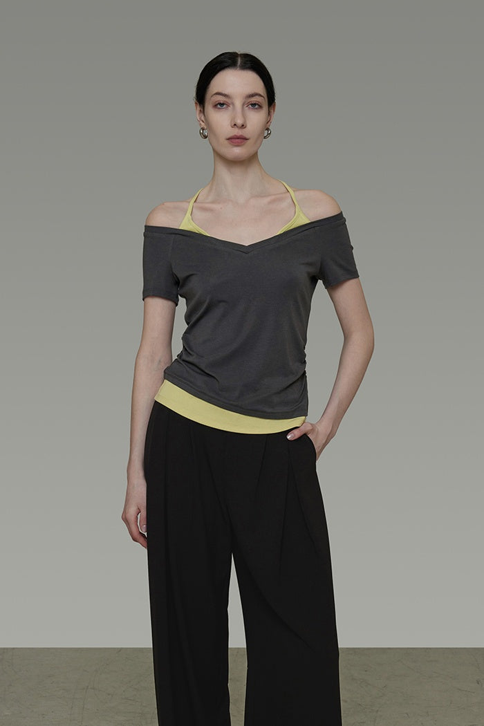 Effortless Contrast V-Neck Tee