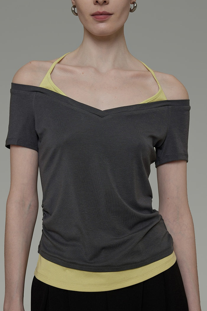 Effortless Contrast V-Neck Tee