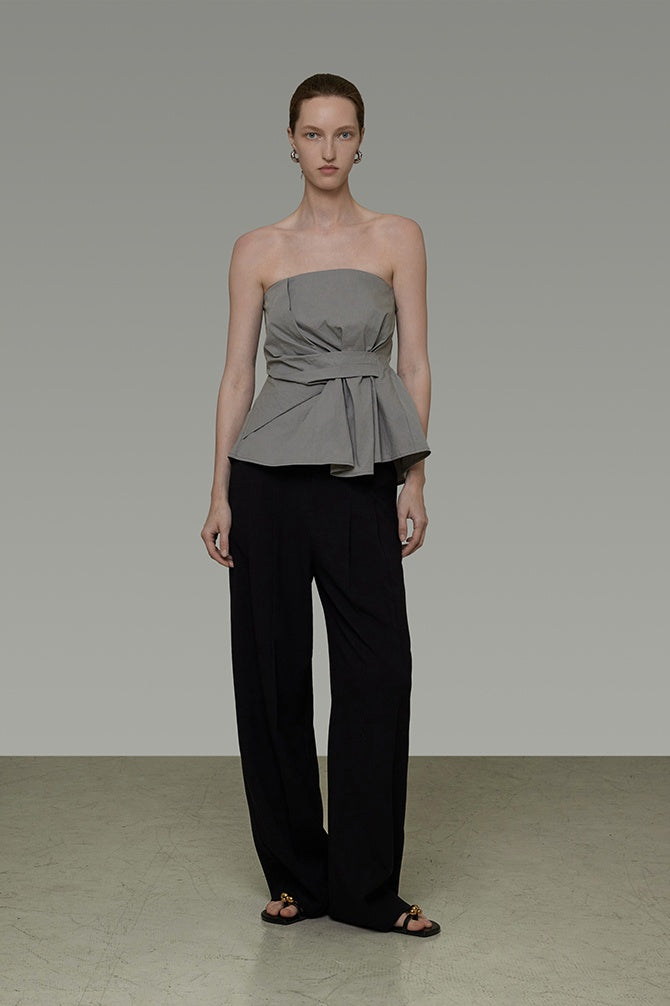 Sculpted Asymmetry: Architectural Crop Top