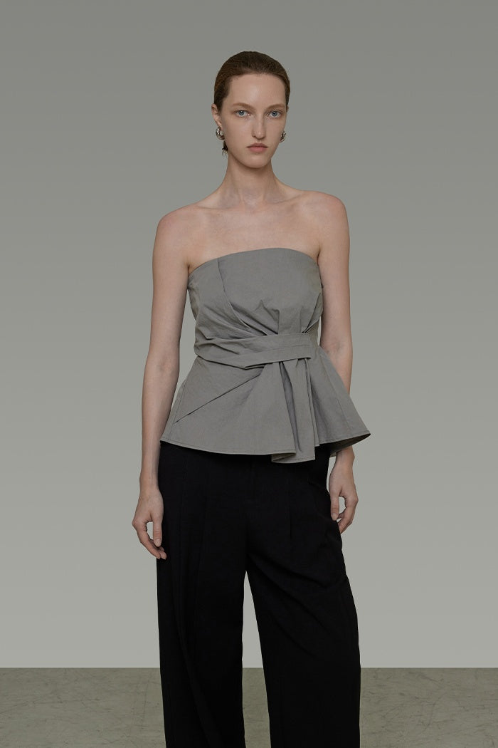 Sculpted Asymmetry: Architectural Crop Top