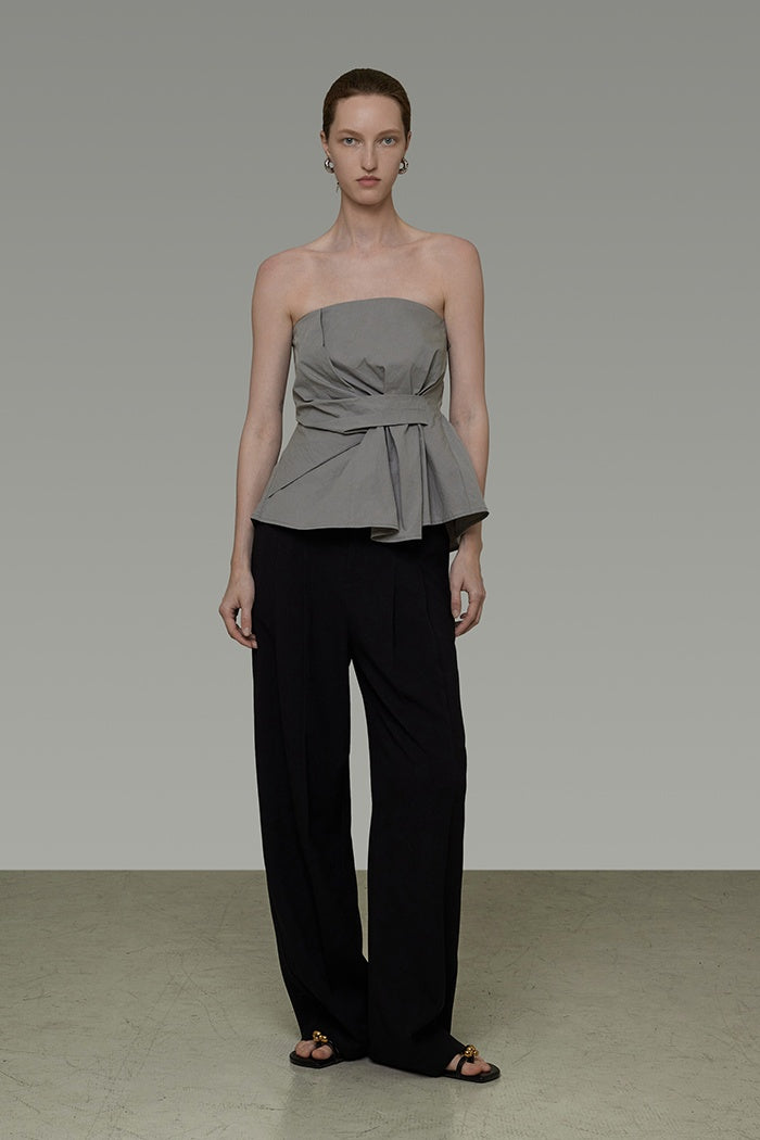 Sculpted Asymmetry: Architectural Crop Top