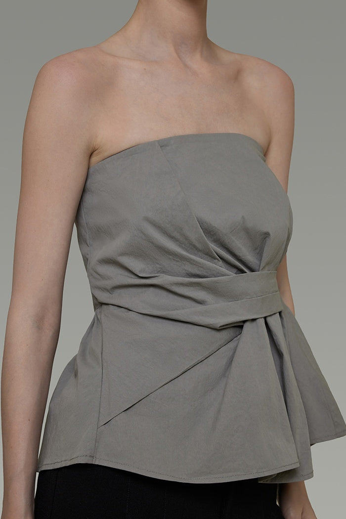 Sculpted Asymmetry: Architectural Crop Top