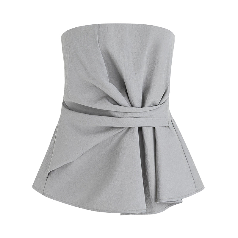 Sculpted Asymmetry: Architectural Crop Top