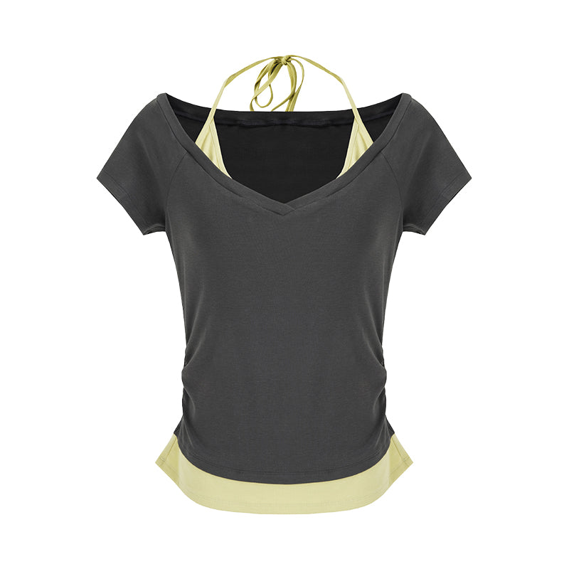 Effortless Contrast V-Neck Tee