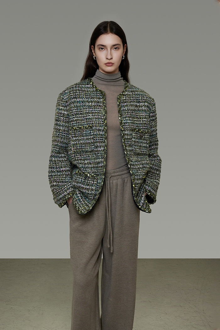 Timeless Wool Tweed Collarless Jacket