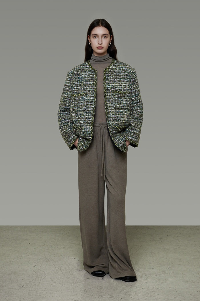 Timeless Wool Tweed Collarless Jacket