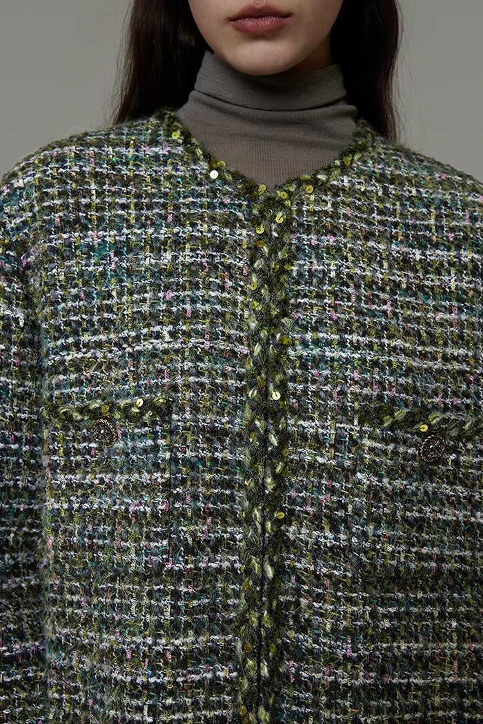 Timeless Wool Tweed Collarless Jacket