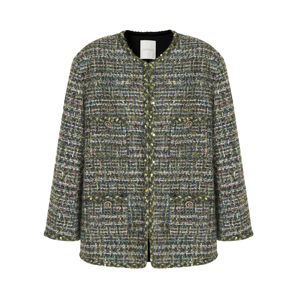 Timeless Wool Tweed Collarless Jacket
