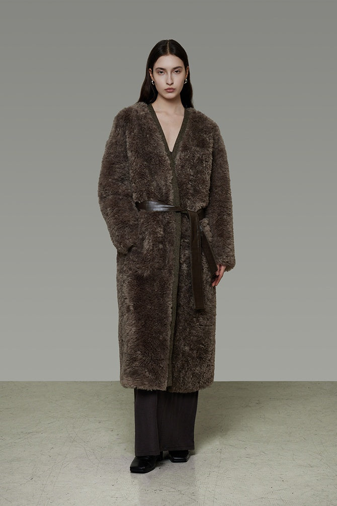 Elegant Retro Shearling Lined Coat