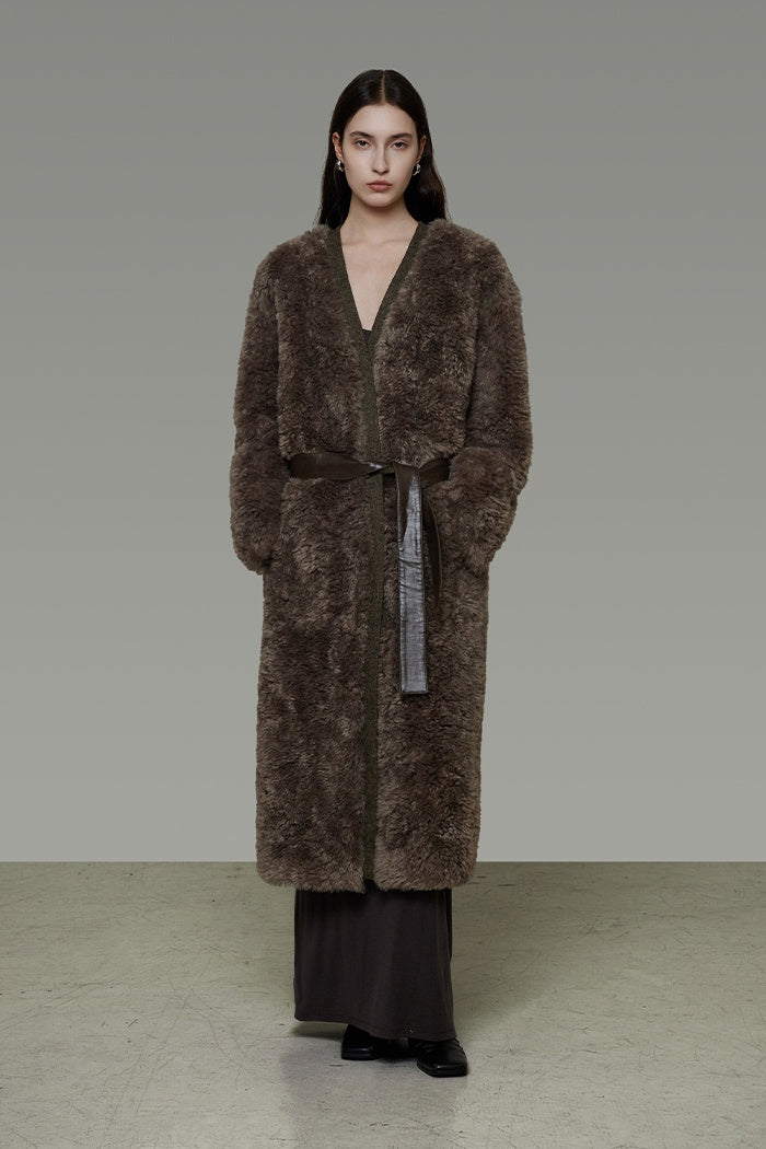 Elegant Retro Shearling Lined Coat