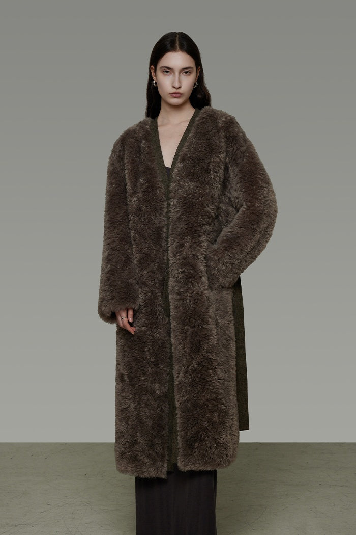 Elegant Retro Shearling Lined Coat