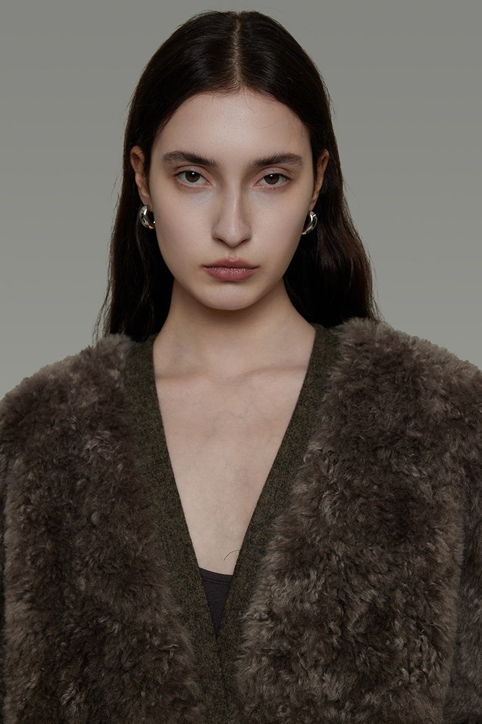 Elegant Retro Shearling Lined Coat