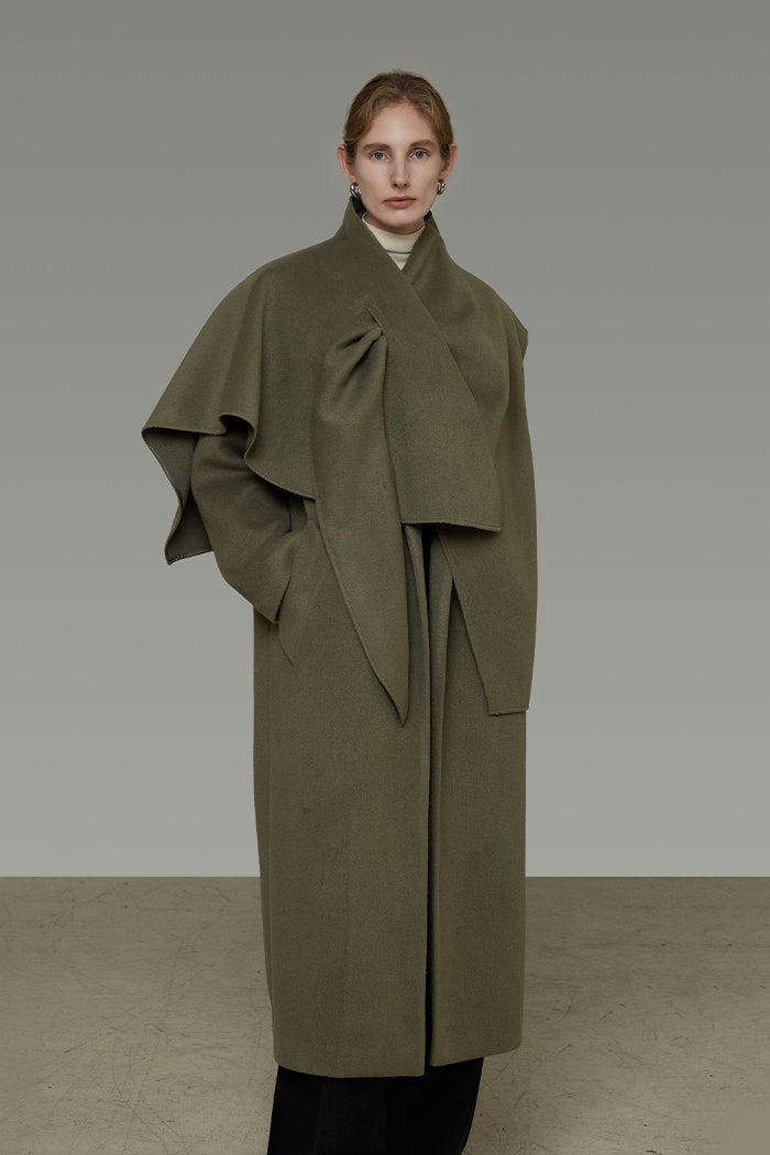 Sculpted Collar Wrap Coat