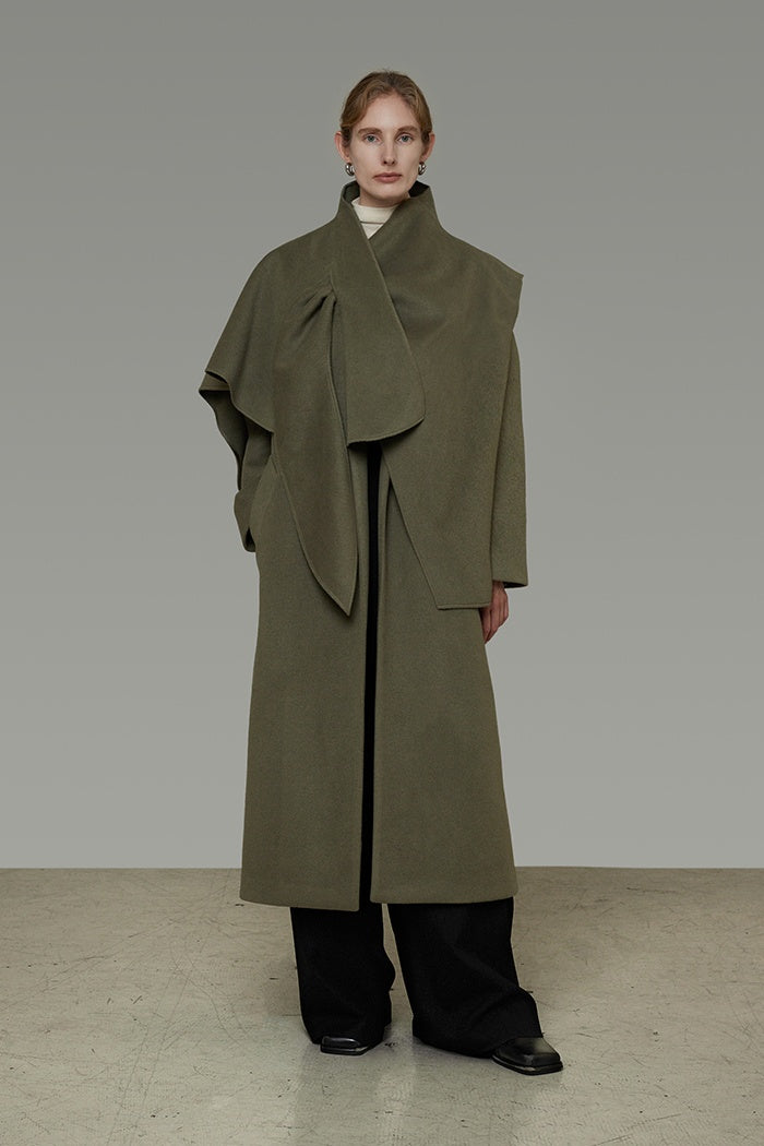 Sculpted Collar Wrap Coat