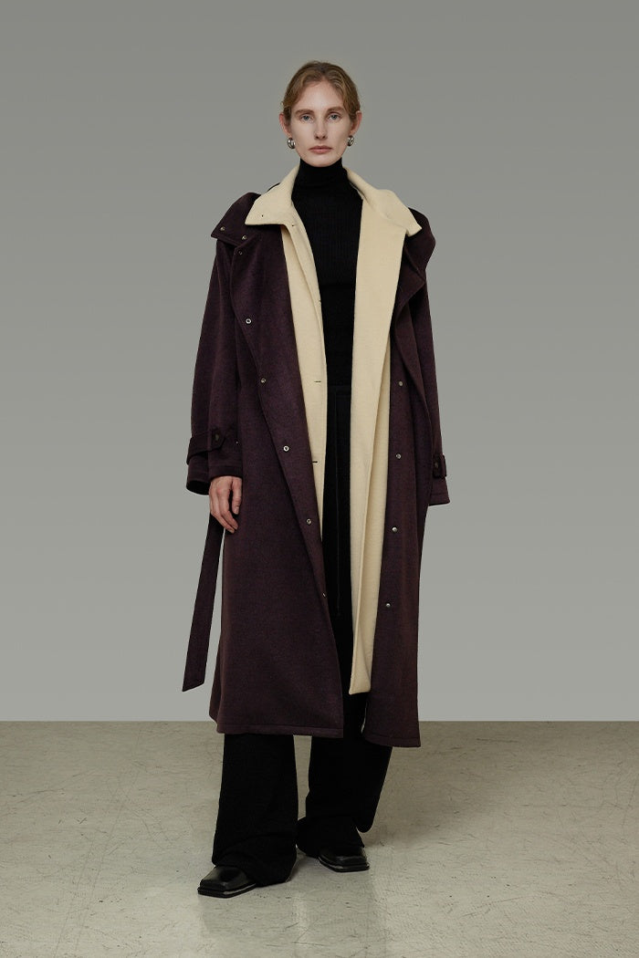 Understated Colorblock Wool Coat