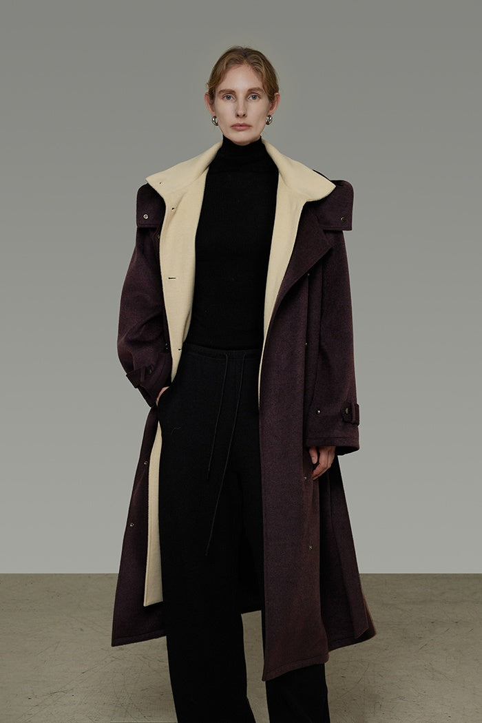 Understated Colorblock Wool Coat