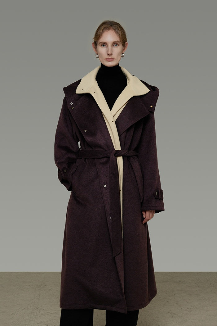Understated Colorblock Wool Coat