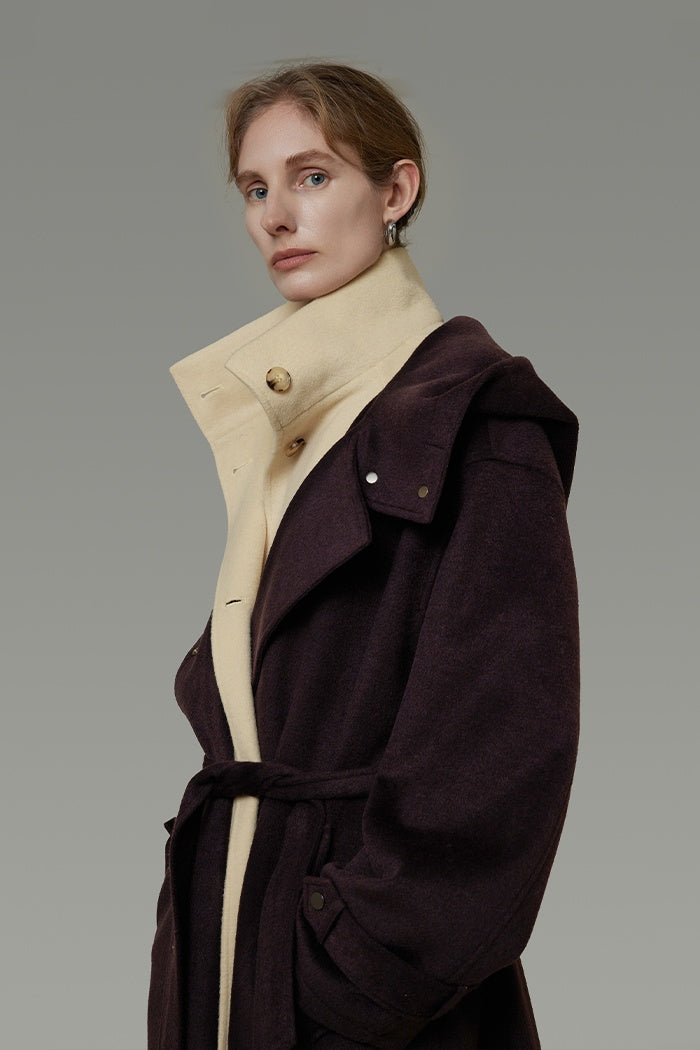 Understated Colorblock Wool Coat