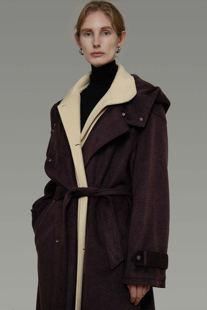 Understated Colorblock Wool Coat