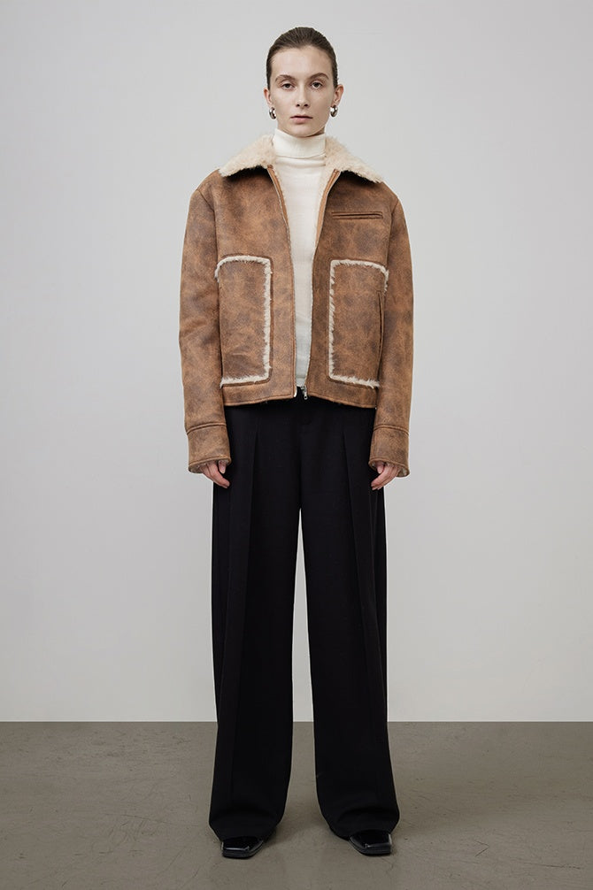 Tactile Shearling Aviator Jacket