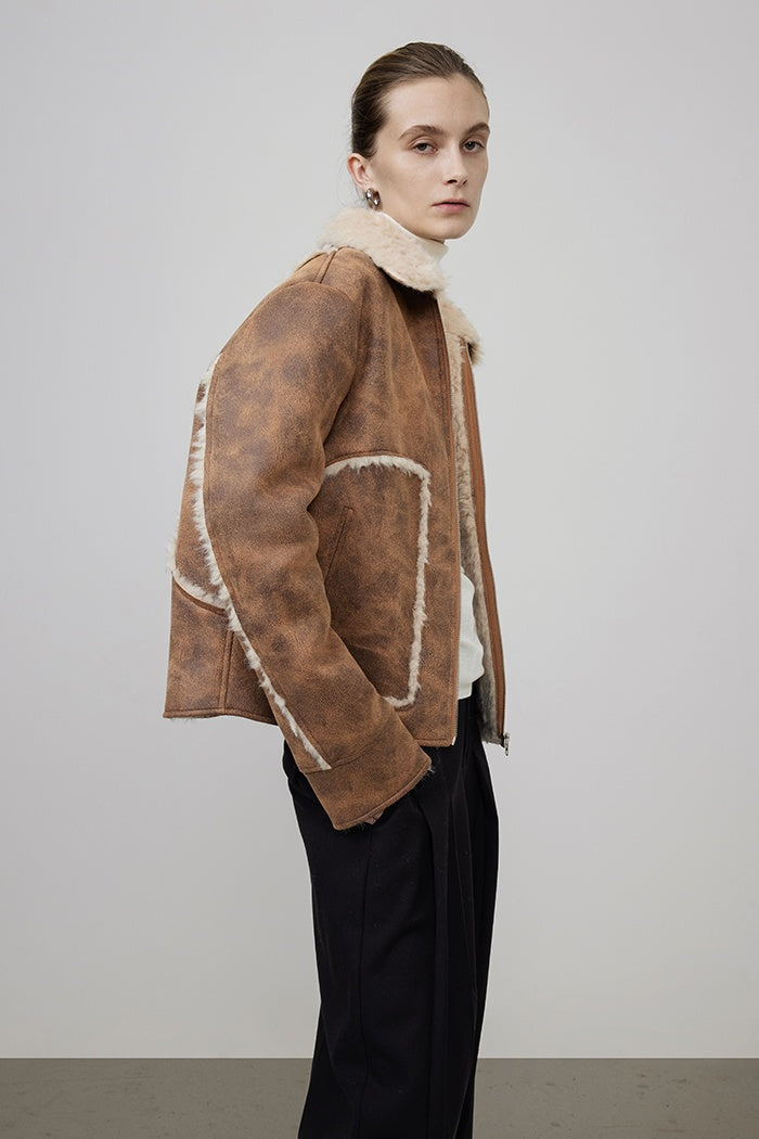 Tactile Shearling Aviator Jacket
