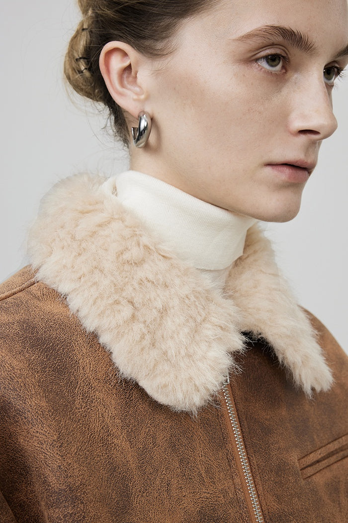 Tactile Shearling Aviator Jacket