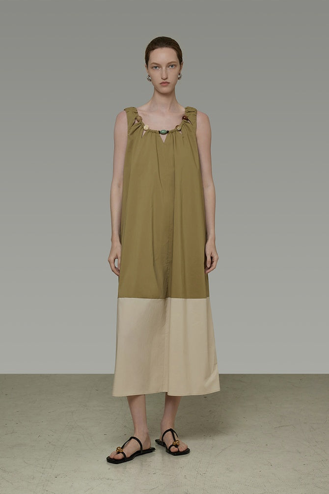 Serene Contrast A-Line Midi Dress