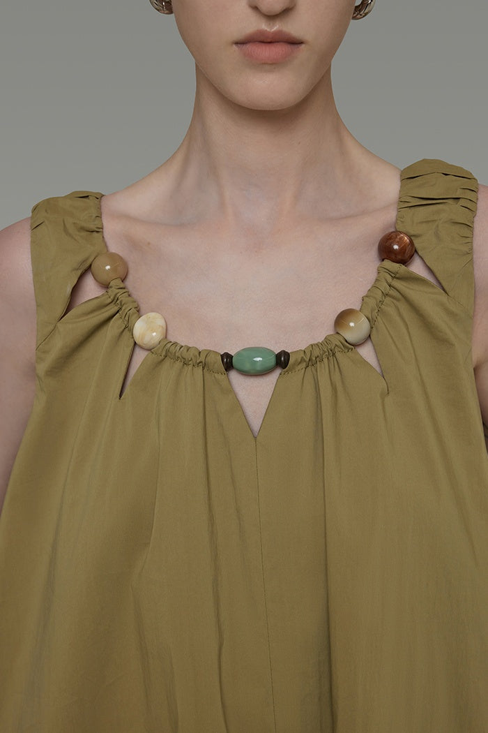 Serene Contrast A-Line Midi Dress