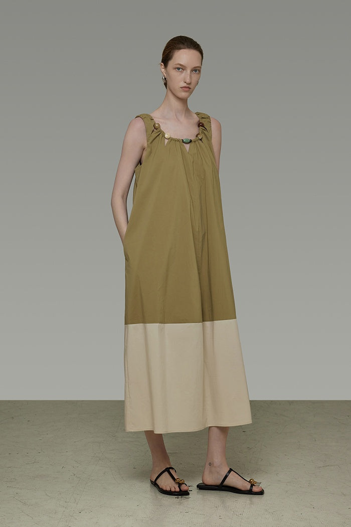 Serene Contrast A-Line Midi Dress