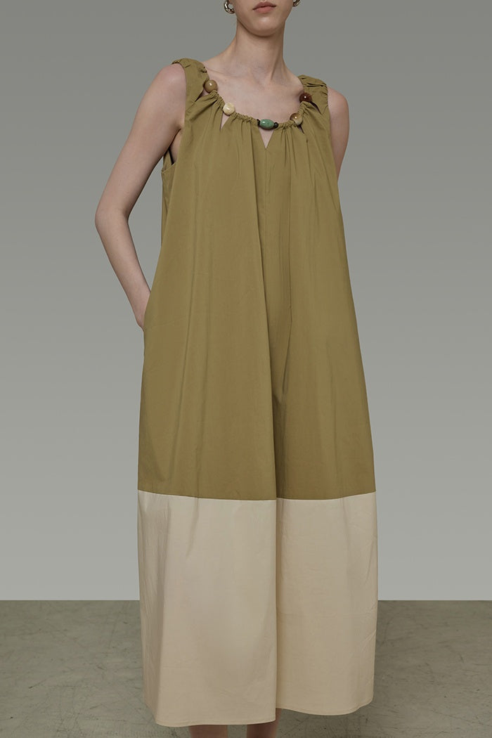 Serene Contrast A-Line Midi Dress