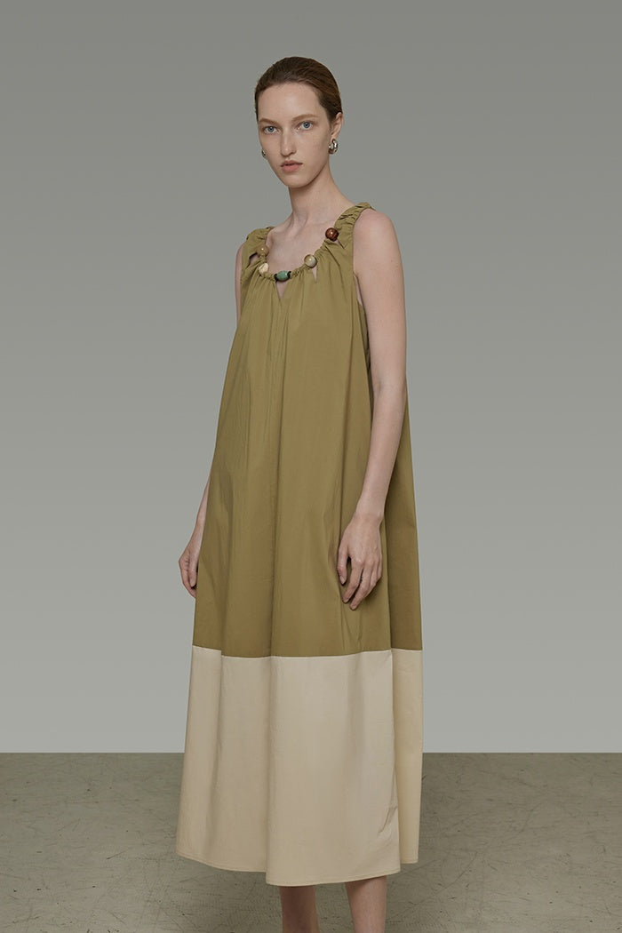 Serene Contrast A-Line Midi Dress