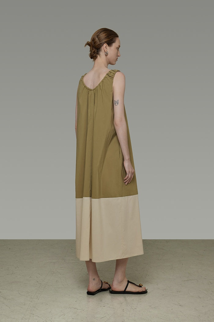 Serene Contrast A-Line Midi Dress