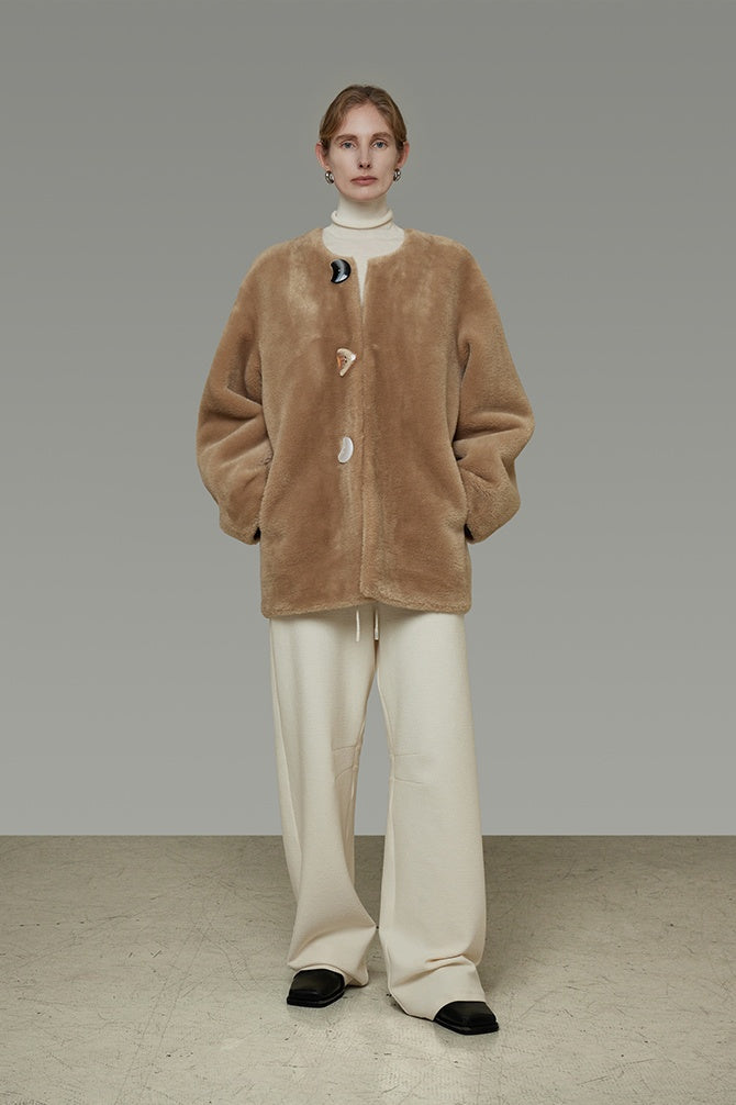 Quiet Luxury Shearling Cropped Coat