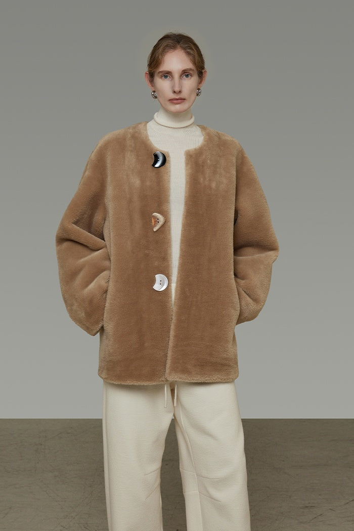 Quiet Luxury Shearling Cropped Coat