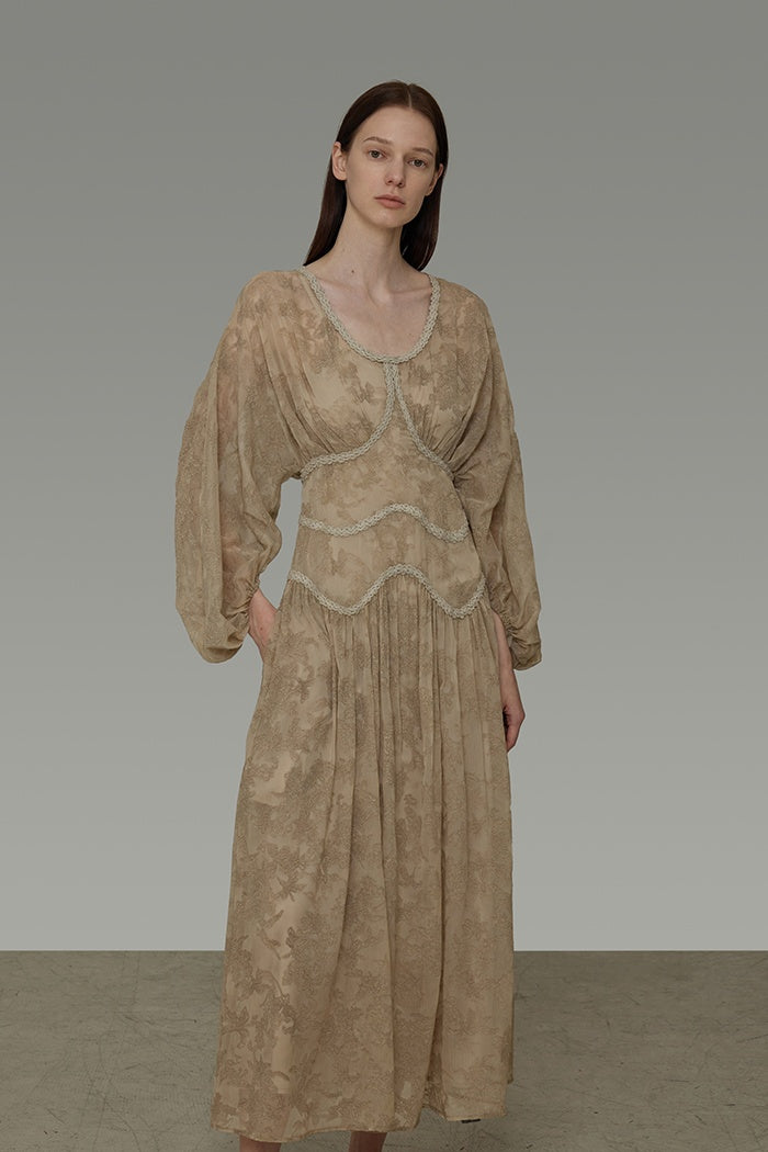 Timeless U-Neck Jacquard Maxi Dress