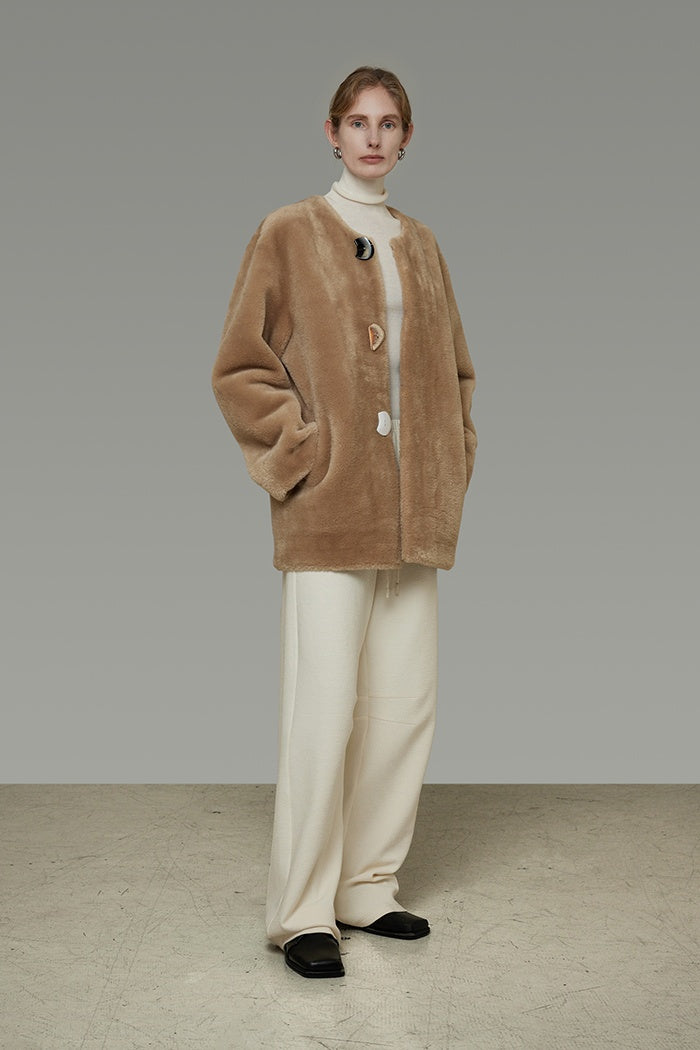 Quiet Luxury Shearling Cropped Coat