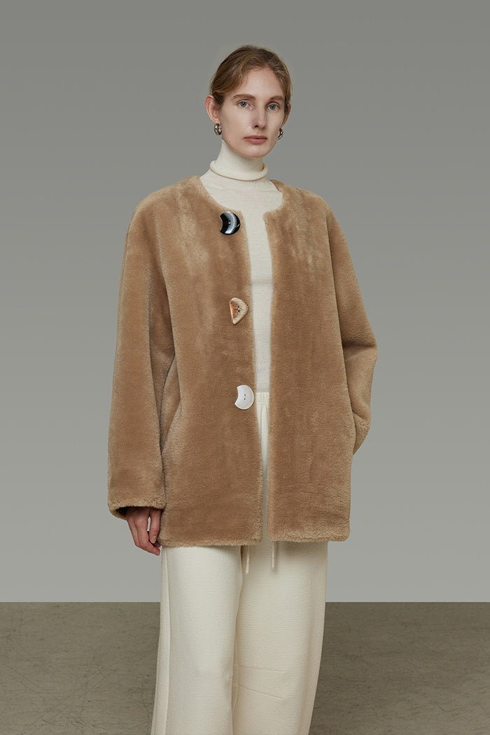Quiet Luxury Shearling Cropped Coat