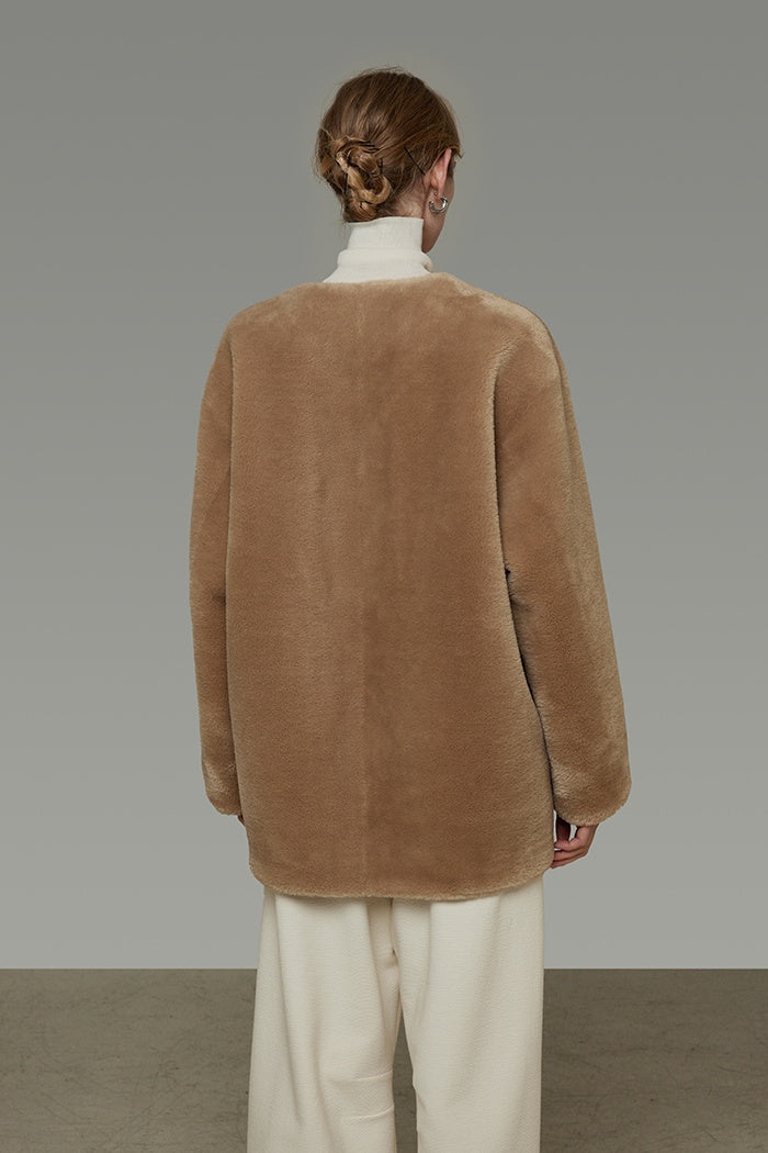 Quiet Luxury Shearling Cropped Coat