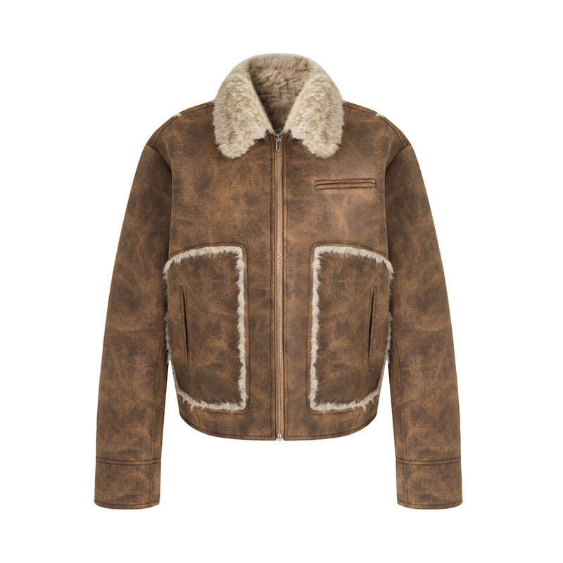 Tactile Shearling Aviator Jacket