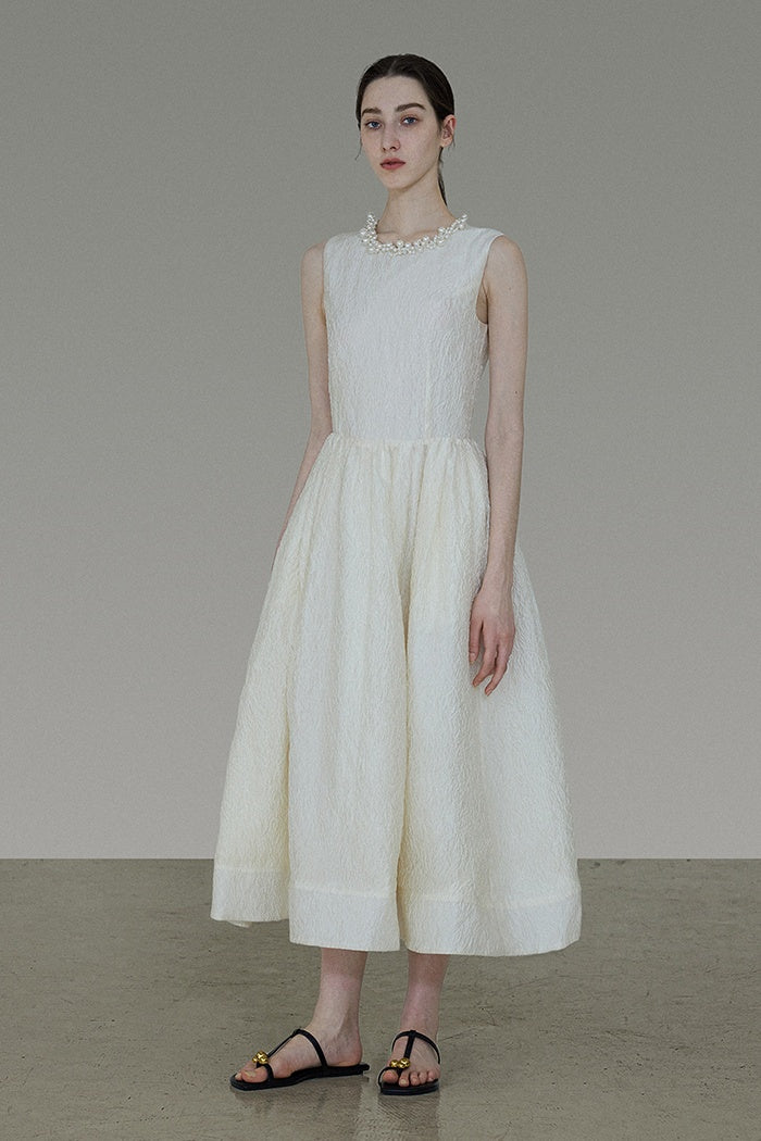 Quiet Luxury Tailored Pearl Collar Dress