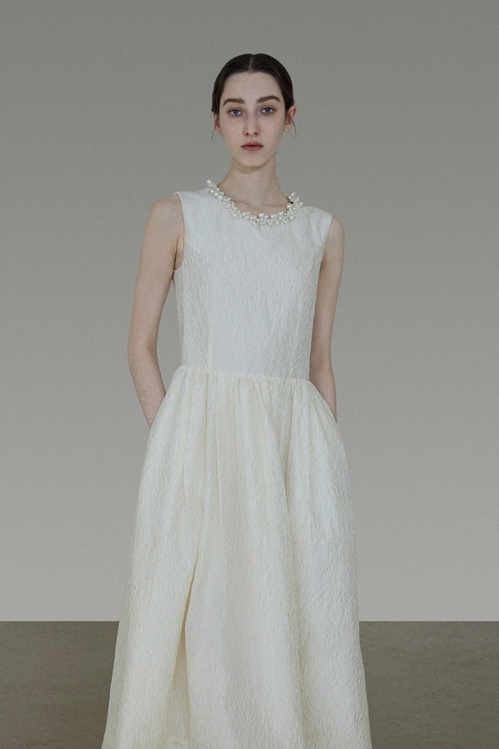 Quiet Luxury Tailored Pearl Collar Dress