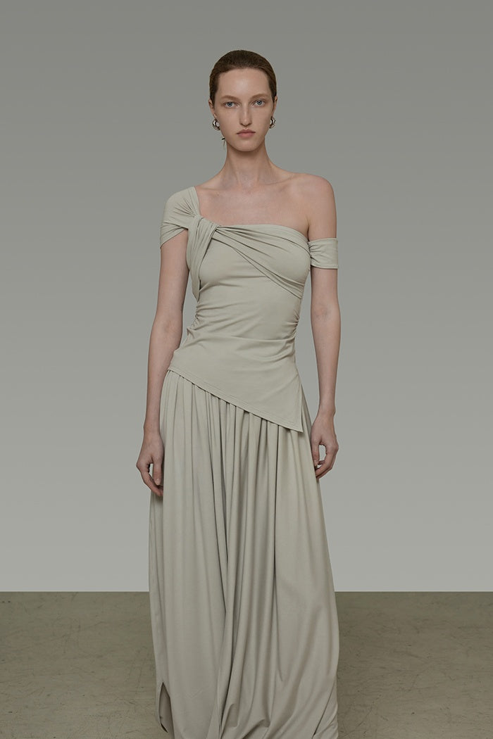 Asymmetric Drape Two-Piece Set