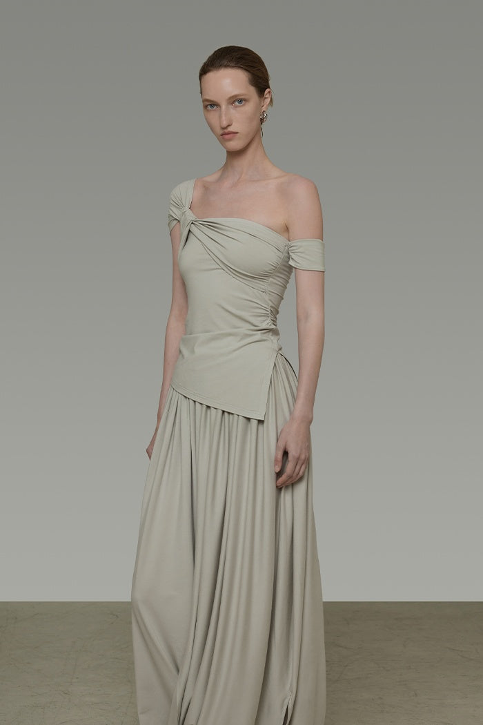 Asymmetric Drape Two-Piece Set