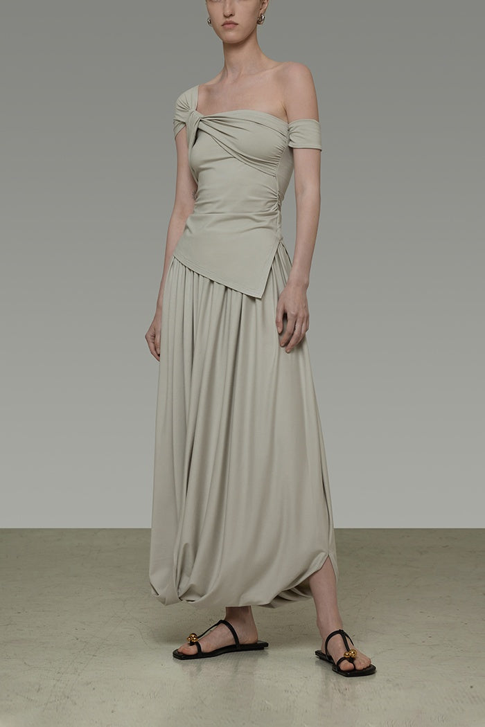 Asymmetric Drape Two-Piece Set