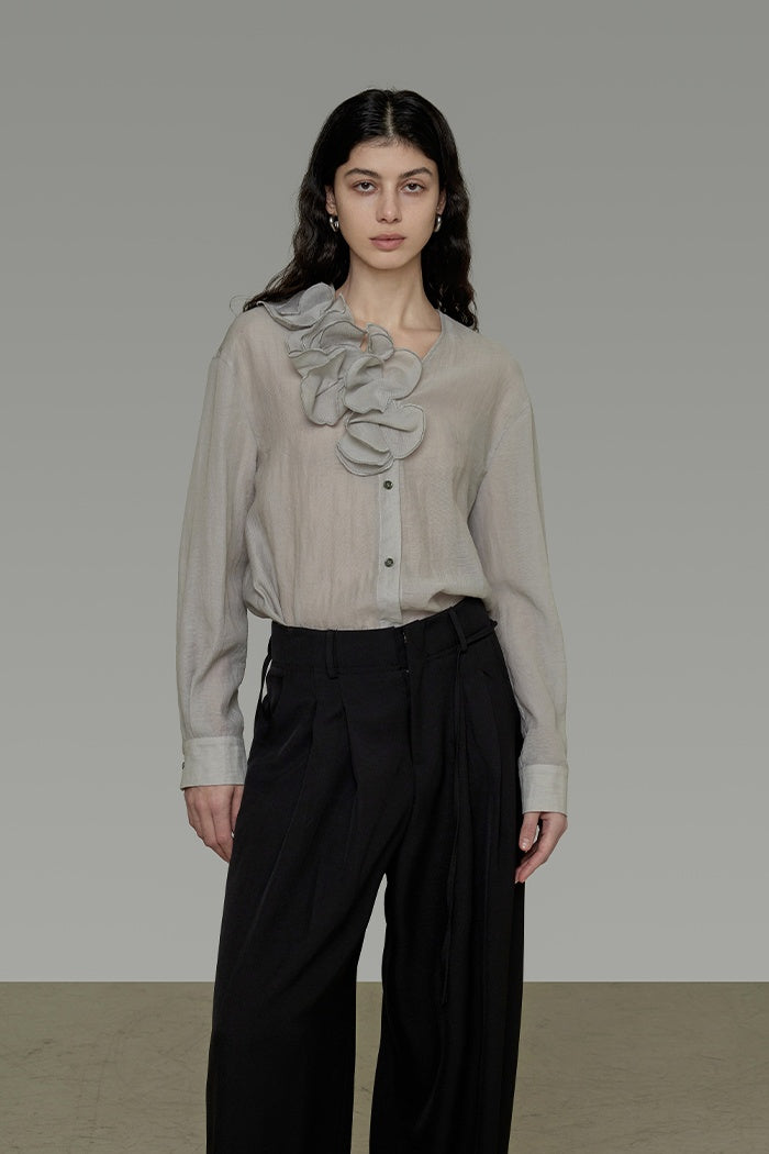 Effortless Parisian V-Neck Blouse