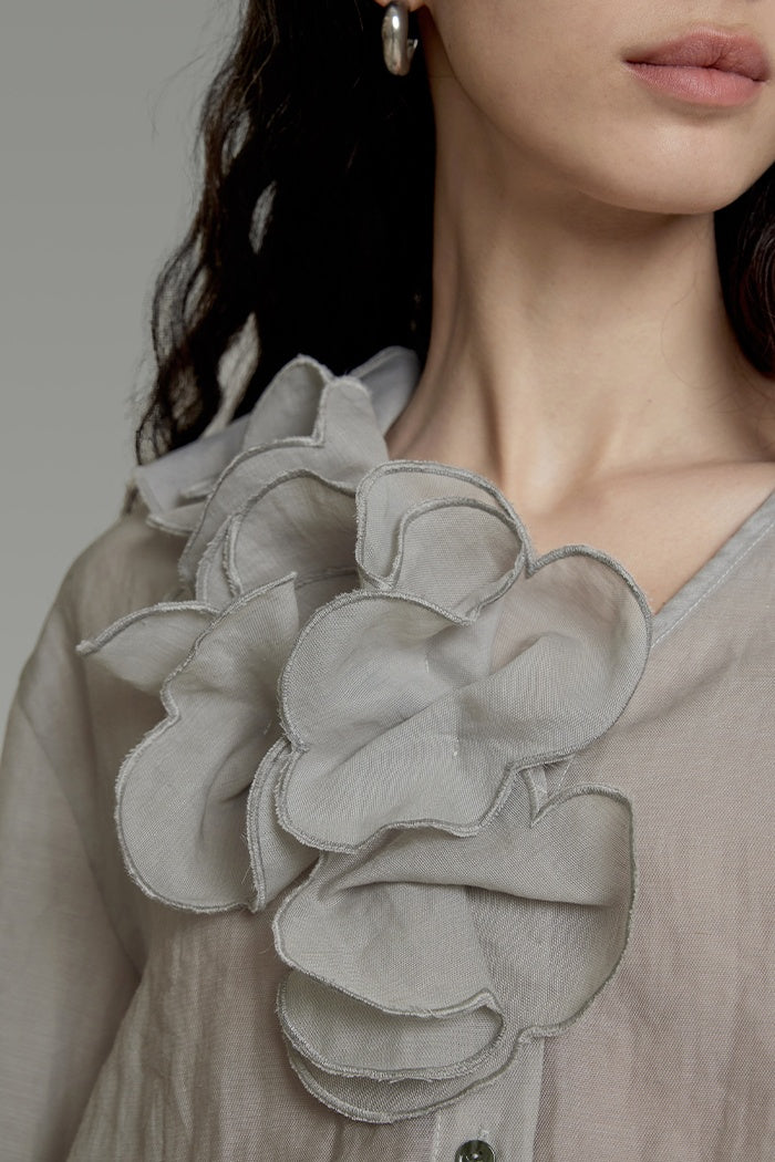 Effortless Parisian V-Neck Blouse