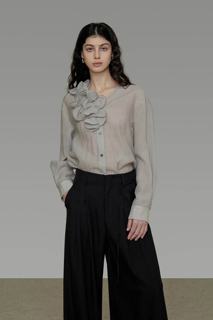 Effortless Parisian V-Neck Blouse